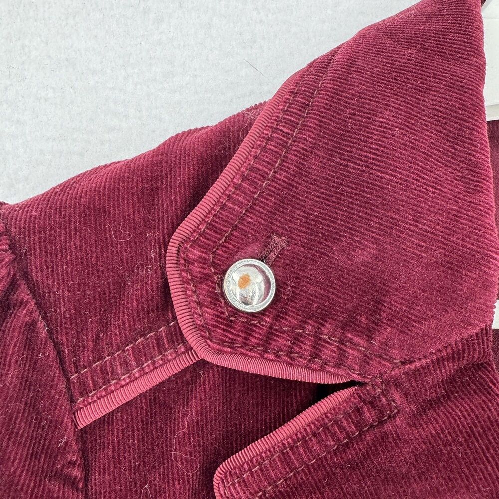 White House Black Market Corduroy Blazer Women 6 Burgundy Peplum Military Y2K - Picture 7 of 13